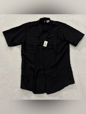 The Force Sentry Plus Black Short Sleeve Button+Zip Uniform Shirt Mens Size 16.5